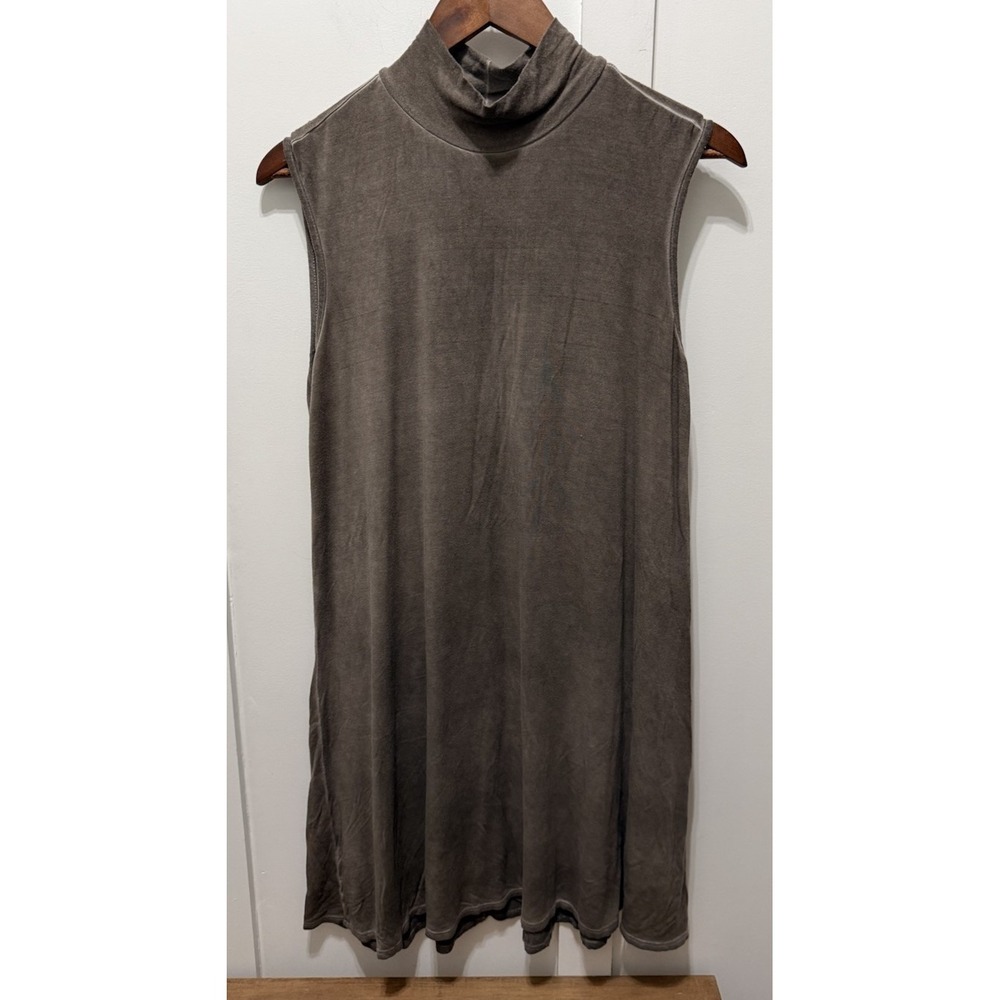 Christian Aliendo Mock Neck Sleeveless Dress Large Boho Tan Brown  80's 90's